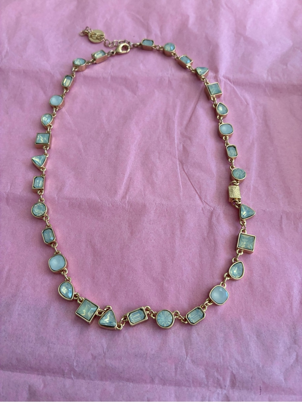 Natasha Couture Gold-Tone Necklace with Aqua Blue Stones